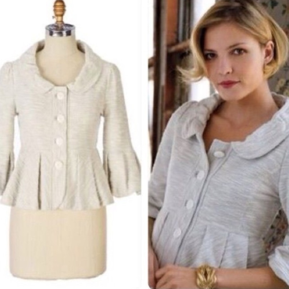 Allihop | Slubbed Terry Peplum Bell Sleeve Jacket